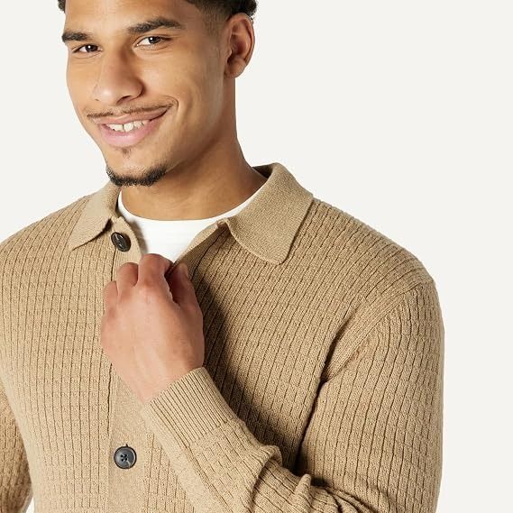 Beige Knitted Cardigan Sweater image 6